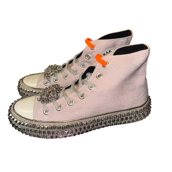 Free People Nan-Ku Couture Cruise Studded High Top Sneaker 37/ 6.5 Mellow Mauve - Picture 8 of 12